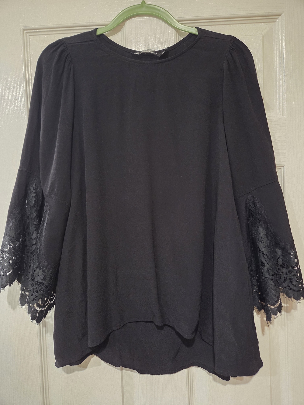 For Love & Lemons Black Lace Bell Sleeve Blouse Size M